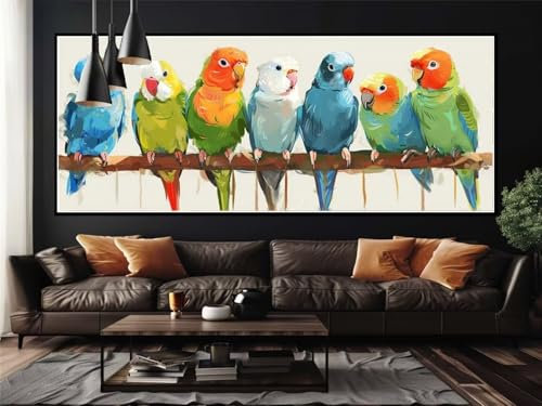 Peinture Numero Adulte Mignon, perroquet Peinture par Numero Adulte Grand Format 80 X 40 cm, DIY Kits de Peinture au Numéro Pigment Acrylique Paint by Numbers Pour Maison Décor, (Sans Cadre)-YH670