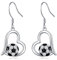 Fußball Tropfen Ohrringe Sterling Silber Herz Fußball baumeln Ohrringe Fußball Schmuck Geschenke für Damen (Fußball)