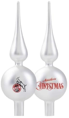 1. FC Köln Christbaumspitze Rot oder Weiß Christbaum Schmuck ca. 25 cm Weihnachts Deko - Plus Aufkleber I Love Köln Farbe Weiß