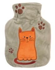 Hugo Frosch Wärmflasche Mini 0,2 l Veloursbezug salbei Kater
