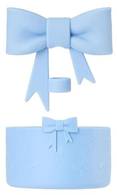 for Stanley Cup, 2pcs Bow Accessories for Stanley Cups,Including Bow Straw Cover Cap and Silicone Boot, Reusable Cute Silicone Straw Lids Boot and Charm, Gift for Xmas (Blue)