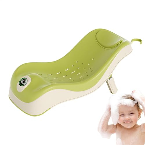 Kinderbadewannensitz, Kinderduschsitz Faltbare Haarwaschstation | Weiche Badewannenstütze mit ergonomischem Bogendesign, intelligenter Kinderbadewannensitz mit Temperaturmessung für die