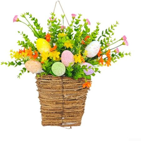 ZAMETTER Ostern Haustür Hängekorb Blumenkorb Baumwollseil Pflanzkorb Hängende Blumentöpfe Blumentöpfe Aufbewahrungskorb
