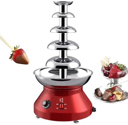 CHANGLKJ Fontaine À Chocolat À 5 Niveaux, Fontaine À Chocolat Électrique Commerciale (230 W), Capacité De 3 L Et Température Réglable De 30 À 110 °C, sans Éclaboussures, pour Mariage, Buffet, Fêtes