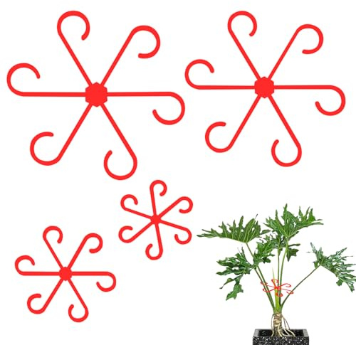 CATELL Pack of 20 Plant Holders, Plant Clips, Plant Support, Shrub Holder, Four Sizes, Plant Supports, Shrub Holder, Garden Support Ring for Indoor Plants, Flowers, Potted Plants, Tomatoes (Red)