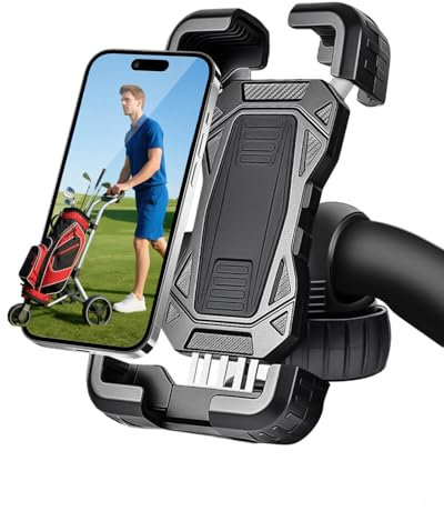 Golf Push Cart Phone Holder Silicone Protection 360° Rotatable Phone Mount Compatible with Clicgear, Sun Mountain, Caddytek, Rovic, Caddy, Bag Boy, Golf Push Cart Accessories for Cell Phones