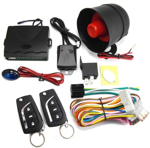 TINGSING Car Alarm System with Siren 1-Way Security Antitheft Alarm Systems with Keyless Entry Universal Anti-Theft Car Security Device for 12V DC Vehicle Which Has Central Door Lock System