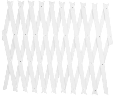 TOYANDONA Enrejado De Madera para Plantas Trepadoras De Jardín Retráctil, 44 Cm, Color Blanco, para Interior y Exterior, Valla Decorativa para Pared, Soporte Flexible para Plantas Maceta