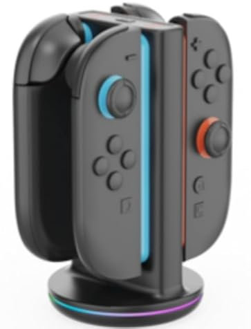RunSnail Switch 2 Joycon Ladestation, NS Switch 2 Joy Con Controller Dock Aufladen mit RGB-Licht, Magnetische Plug-in JoyCon Ladestation mit Ladekabel