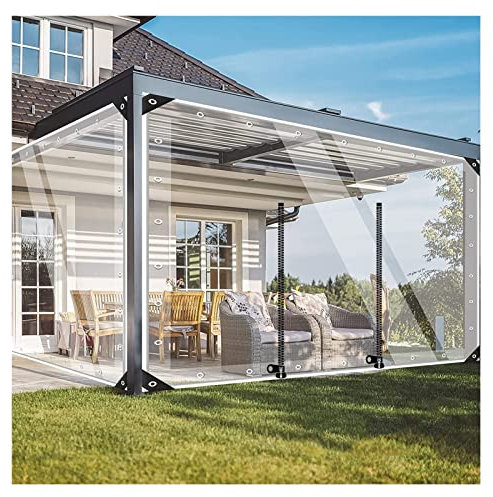 VagxTbs Cortina Impermeable Transparente Paneles Laterales de Pérgola Cortina de Puerta PVC 0,5 mm Lona Resistente, para Mirador, Exterior, Jardín (Clear b,2x2.20m)