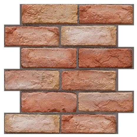 Cozylkx Lot De 10 Panneaux Muraux 3D 30x30 Cm, Papier Peint Effet Brique Rouge, à Décoller Et à Coller, Style Rétro, Pour Cheminée, Cuisine Et Salle De Bain