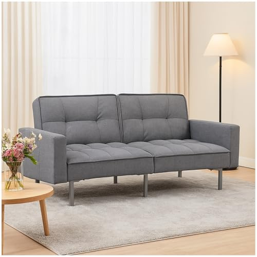 HTI living Modernes Schlafsofa mit Leinenbezug Stil und Funktionalität in einem Funktionscouch 2-Sitzer