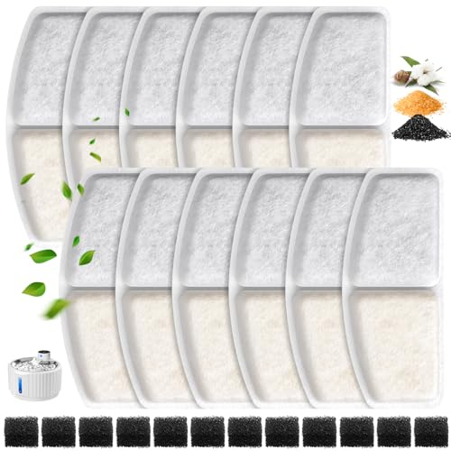 12 Packungen Filter Katzenbrunnen für TOPPLEE 2,8L Kabellos Trinkbrunnen für Katzen W04SP,inkl.12 Filter für Katzenbrunnen & 12 Schaumstofffilter