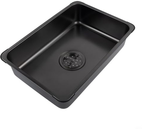 Yuanpgky Évier de cuisine d'extérieur pour tables de camping modulaires IGT 5,5 L en acier inoxydable avec couvercle de vidange, compatible avec seaux et vaisselle en polyéthylène Noir
