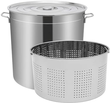 Olla para sopa de acero inoxidable de 50 litros, freidora de alto rendimiento con cubo de goteo de 40 litros, olla multifuncional con tapa, apta para restaurantes, comedores, cafeterías y hoteles
