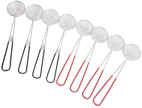 8PCS Stainless Steel Hot Pot Strainer Scoops, Hot Pot Strainer Small Wire Skimmer Colander with Handle Mesh Slotted Spoon Kitchen Baking Oil Filter