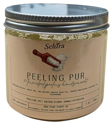 Selura Mineralsalzpeeling 200 g natürliches Peelingsalz mit Avocadoöl, Saunasalz für intensive Körperpflege (ohne Duftstoffe)