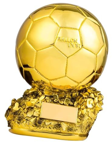 XLTEAM Réplique Trophée Ballon d'or en Résine, Coupe Football Meilleur Joueur, Personnalisable, Cadeau Sportif, Objet de Collection