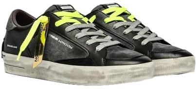 Crime London, SK8 Deluxe, Sneaker, Skate, Leder, modisch, modisch, Grau Schwarz, 44 EU