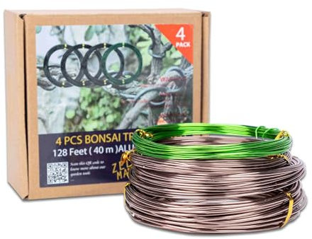 Bonsai Draht Set von 3 Größe – 1,0 mm, 1,5 mm, nadeldicke – Pack von 3 mit extra One Green Bonsai Traing Draht 1,0 mm (128 Füßen, 4 Rollen gesamt), beschichtet und rostbeständigem von zelar Made