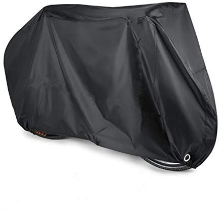 Fahrrad Abdeckungs 190T Polyester Taft Wasserdichter Antistaub-Regen UV schutz mit Verschluss Loch Speicher Tasche (Black, M)