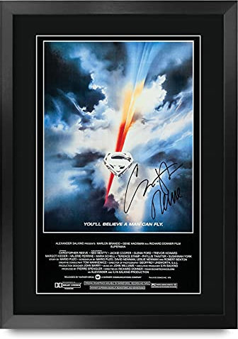 HWC Trading Superman A3 Gerahmte Signiert Gedruckt Autogramme Bild Druck-Fotoanzeige Geschenk Für Christopher Reeve Filmfans