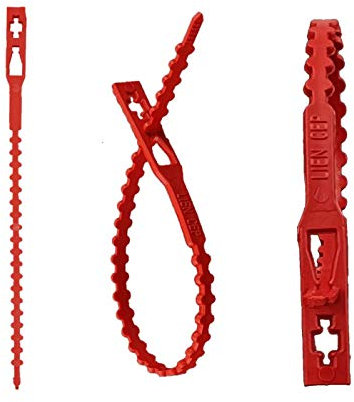 Faconet® wiedeverwendbare Kabelbinder Schnellverschlüsse einfach wieder zu lösen öffnen. Flache Ausführung. (50 Stück a 171 mm länge, rot)