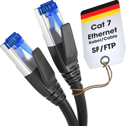 KabelDirekt – Cat 7 Netzwerkkabel, bruchfest konstruiert – 1 m – 10 Gigabit Lan Kabel & Ethernet Kabel (Patchkabel geeignet für Highspeed Netzwerke, Gaming, Switch, Router, PC und Modem, RJ45)