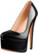 MissHeel Plateau Pumps High Heels Klassische Absatzschuhe Slip On High Heels Schwarz Lack EU38