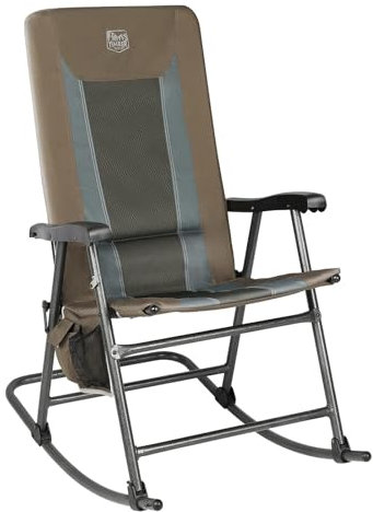 Timber Ridge Klappbarer Paddad Schaukelstuhl für Outdoor, hohe Rückenlehne und strapazierfähig, tragbar für Camping, Terrasse, Rasen, Garten, Hof oder Balkon, unterstützt bis zu 136 kg (braun)