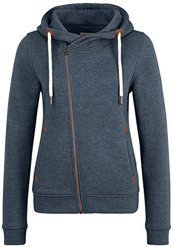 OXMO OXVicky Sweat Zip-Hoodie Damen Sweatjacke Kapuzenjacke Hoodie mit Kapuze Kordel Reißverschluss Eingrifftaschen Regular fit, Größe:XL, Farbe:INS BL Mel (7989915)