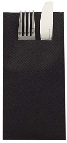 Sovie HORECA Besteckserviette aus Linclass® Airlaid | Hochwertige Einweg-Servietten | Ideal für Gastronomie und Private Feiern | (40 x 40 cm, Schwarz, 75)