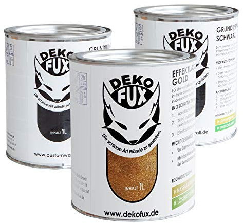 dekofux Effektlasurset 3 Liter, Farbe und Grundierung (Gold)