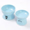 YY FOREYY Raised Cat Food and Water Bowl Set, Elevated Ceramic Cat Feeder Bowls with Anti Slip Band, Porcelain Pet Dish with Stand, Stress Free, Backflow Prevention, Dishwasher Safe(Blue)