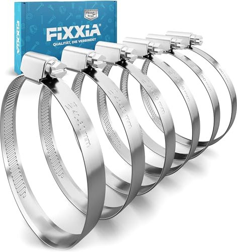 FIXXIA Schlauchschellen Set - [6er Set, 40-60mm] - rostfreier robuster Edelstahl - Schlauchklemme - Schlauchschelle für Pool, Garten, KFZ & Waschmaschine geeignet