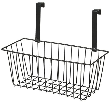 D,casa - Cesta Colgante con Rejilla Negra de Metal de 28x12x22 cm