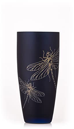 Vase Meadow Koboltblau matt Goldmetallic Kristallglas 250 mm Crystalex Bohemia