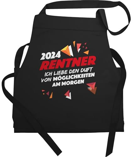 Shirtracer Schürze Geschenk - Erwachsene - 2024 Rentner Ich liebe den Duft von Möglichkeiten am Morgen - 60x87 - Schwarz - kochschürze rente retirement endlich bäckerschürzen zum ruhestand