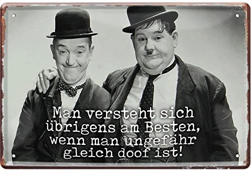 generisch Tin Sign Retro Blechschild 20x30 cm Wand Deko Dick & Doof Laurel & Hardy Es hilft wenn Man gleich doof ist US Kult Kino Film Stars Sammler Geschenk …