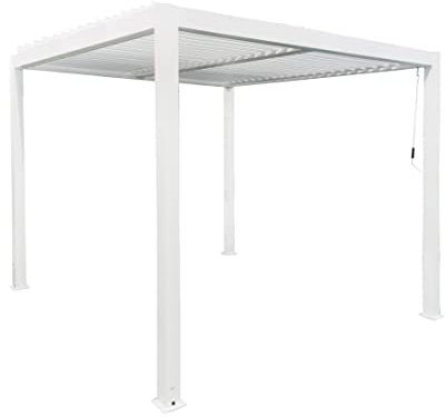 Gazebo 3x3 Bioclimatico Colore Bianco Allumino con Scolo Acqua Protezione Raggi UV Lamelle Mobili