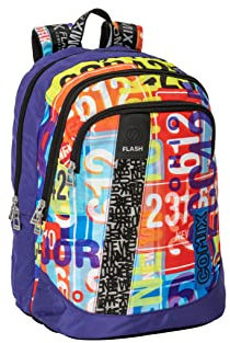 Comix Organisierter Rucksack FLASH MAD PLATE, mehrfarbig, Taglia unica, Casual