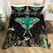 Wildflower Moth Butterfly Bedding Set for Kids Boys Moon Phase Botanical Black Comforter Set Vintage Plant Nature Blossom Leaf Floral Starry Sky Duvet Cover,Bohemian Bedspread Cover King