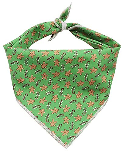 Lionet Paws Christmas Hunde Bandana Kopftücher Hundehalstuch Dreieckstuch für Kleine, Mittelgroße und Große Hunde Weihnachten Gingerbread Man