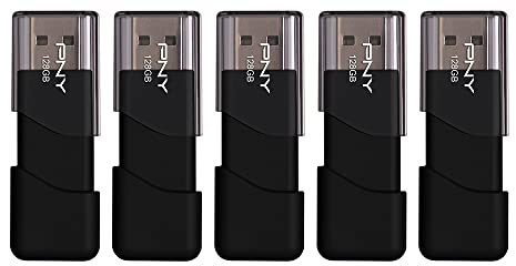 PNY P-FD128X5ATT03-MP 128GB Attaché 3 USB 2.0 Flash Drive, Black (Pack of 5)