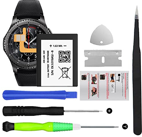 Batteria per EB-BR760ABE ad alta capacità, batteria di ricambio per Samsung Gear S3 Frontier (SM-R760, R770, R765) Galaxy Gear S3 430mAh Classic GH43-04699A con kit di riparazione professionale
