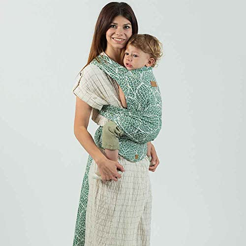 Isara Quick Halfbuckle Babytrage für Neugeborene ab Geburt bis Kleinkindalter (50 cm - 98 cm) - Newborn & Kleinkind Carrier (Majestic Green Forest)