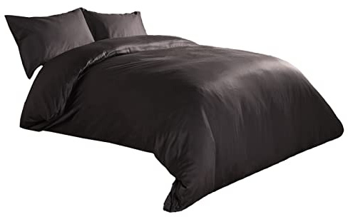 Highams 220 Thread Count Single Bed Duvet Cover Set, 100% Cotton Soft Comfortable Bedding Luxury Comfort Hotel Quality Duvet with Pillowcase, Charcoal Grey Single