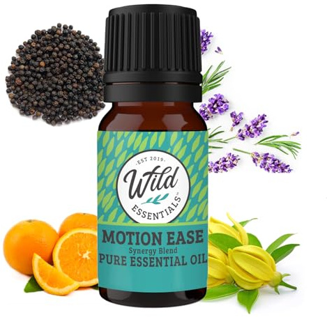 Wild Essentials Motion Ease 100% Pure Essential Oil Synergy Blend, 10ml, Formula for Motion Sickness, Nausea, Upset Stomach, Vertigo, Dizzy, seasick, carsick. Made and Bottled in The USA (1)