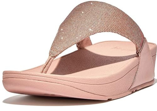 Fitflop Womens Lulu Shimmerlux Toe Post Synthetic Rose Gold Sandals 6 UK