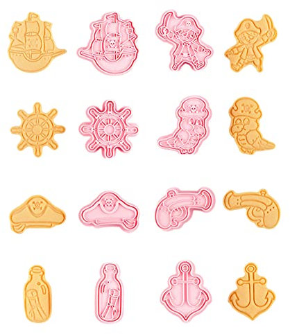 CANDeal 8-teiliges Piraten-Ausstechformen-Set Mit Stempel, Umweltfreundliches PP, Für Die Küche, Kuchendekorationsformen Für Kinder, Backen, Prägestempel, Formenzubehör, Kekse, Fondant-Werkzeuge